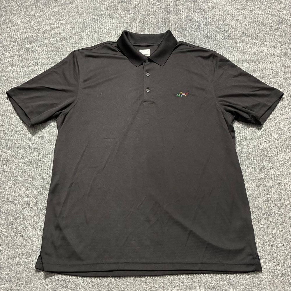 Greg Norman Play Dry Mens Golf Polo Shirt Size XL Black Logo Short Sleeve